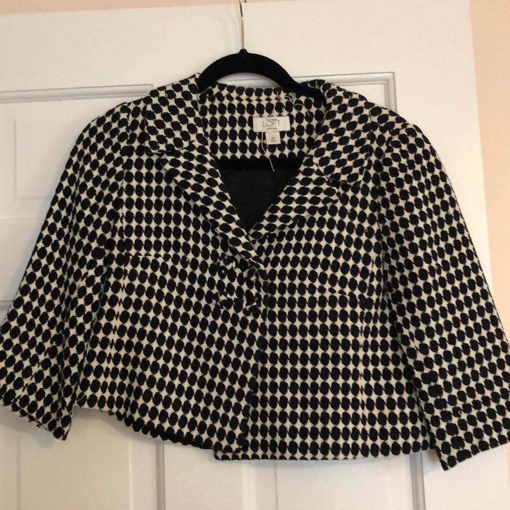 Loft Black and White Crop Suit Jacket